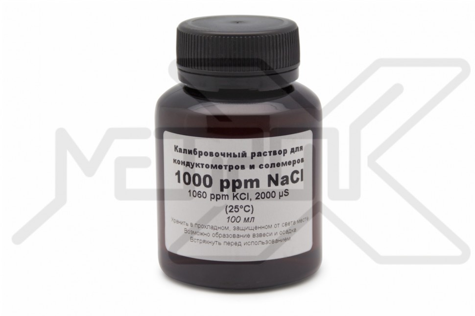 Калибровочный раствор TDS 1000 ppm 100 мл Раствор для калибровки TDS/EC метров. Номинал 1000 ppm (2000 мкСм). Объем 100 мл.