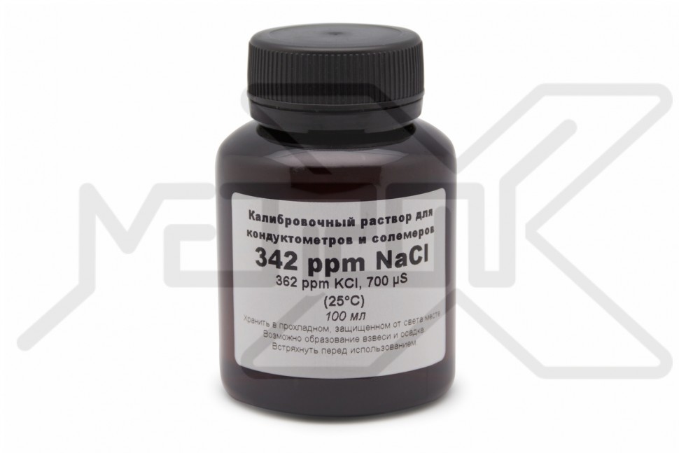 Калибровочный раствор TDS 342 ppm 100 мл Раствор для калибровки TDS/EC метров. Номинал 342 ppm (700 мкСм). Объем 100 мл.
